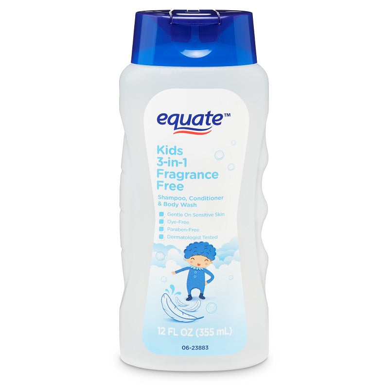 Equate Kids 3in1 Fragrance Free Shampoo, Conditioner & Body Wash 355ml